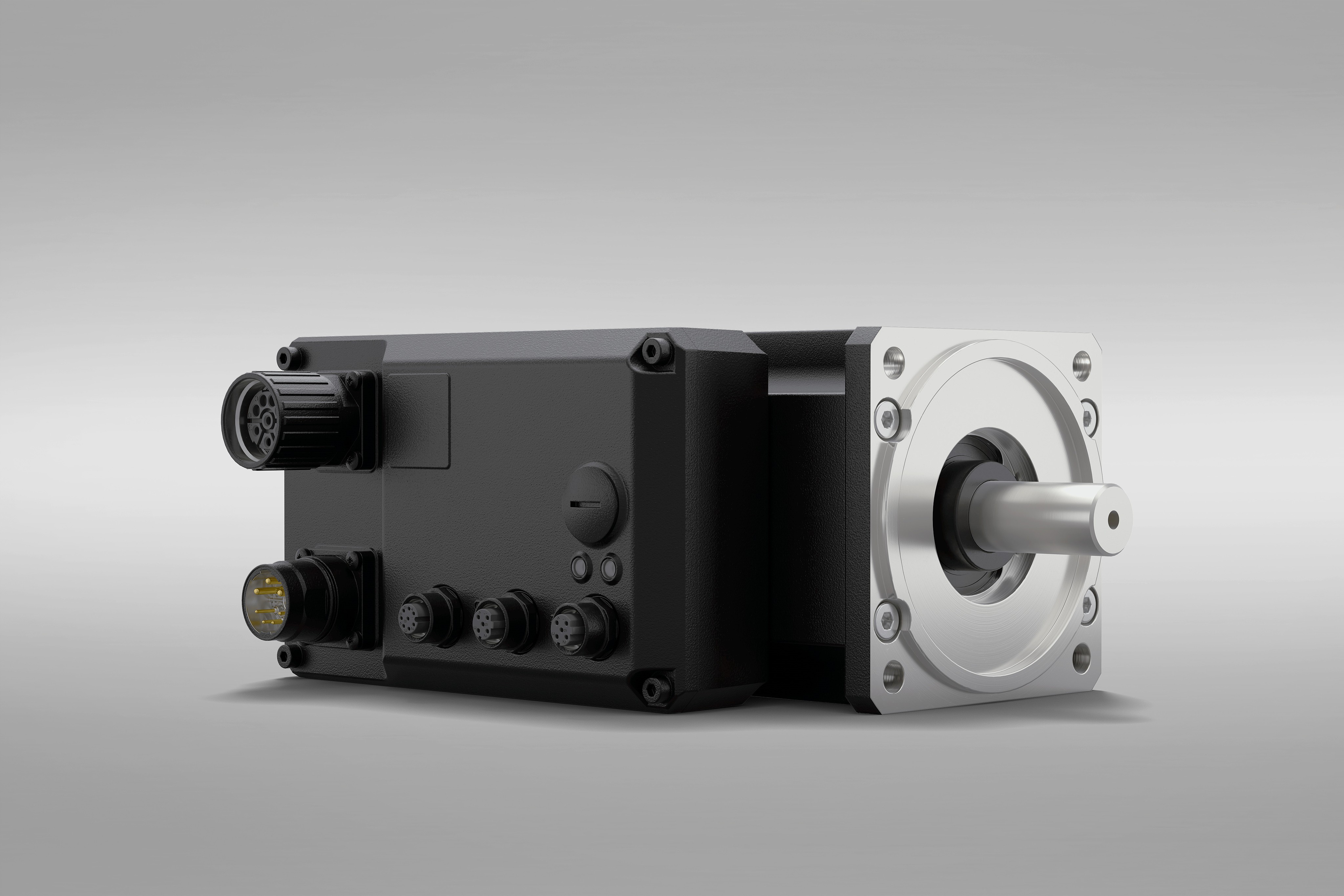 Synchron-Servomotor mit integriertem Wechselrichter und Hybridkabelanschluss