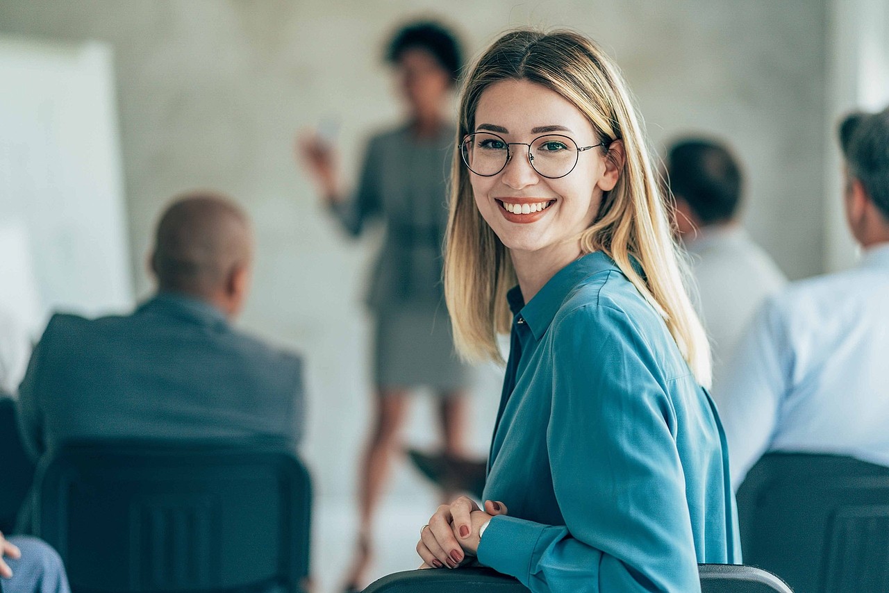 Portrait of businesswoman on seminar